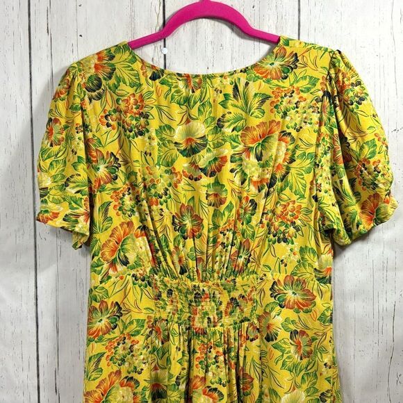 Urban Outfitters Yellow Floral Mini Dress Size L Cottagecore 
Tropical Vacation - Picture 12 of 16